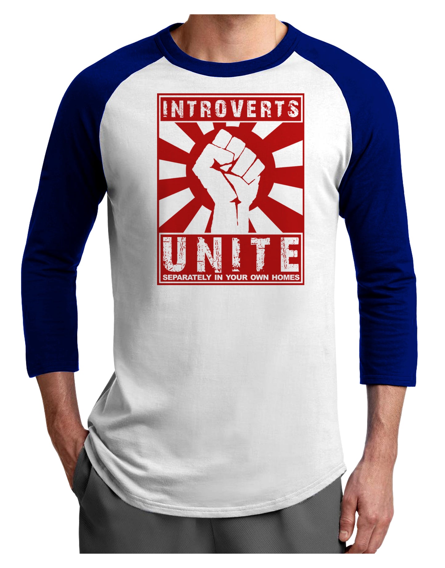 Introverts Unite Funny Adult Raglan Shirt by TooLoud-TooLoud-White-Royal-X-Small-Davson Sales