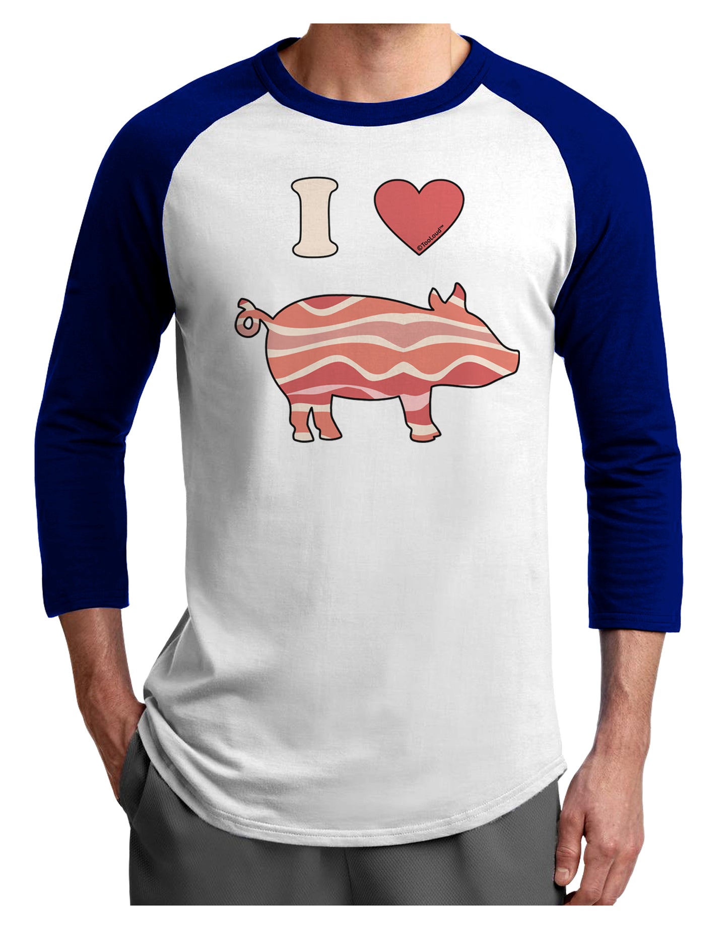 I Heart My Bacon Pig Silhouette Adult Raglan Shirt by TooLoud-TooLoud-White-Royal-X-Small-Davson Sales