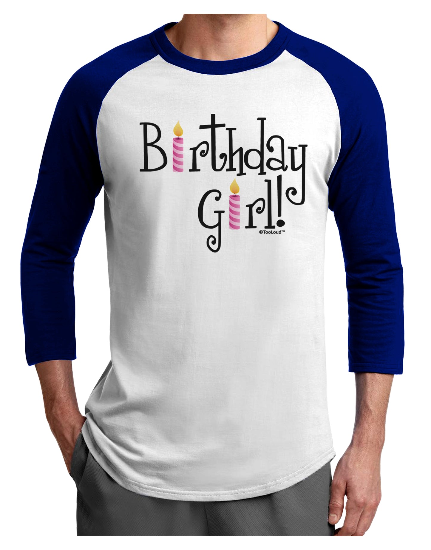 Birthday Girl - Birthday Candles Adult Raglan Shirt by TooLoud-Raglan Shirt-TooLoud-White-Royal-X-Small-Davson Sales