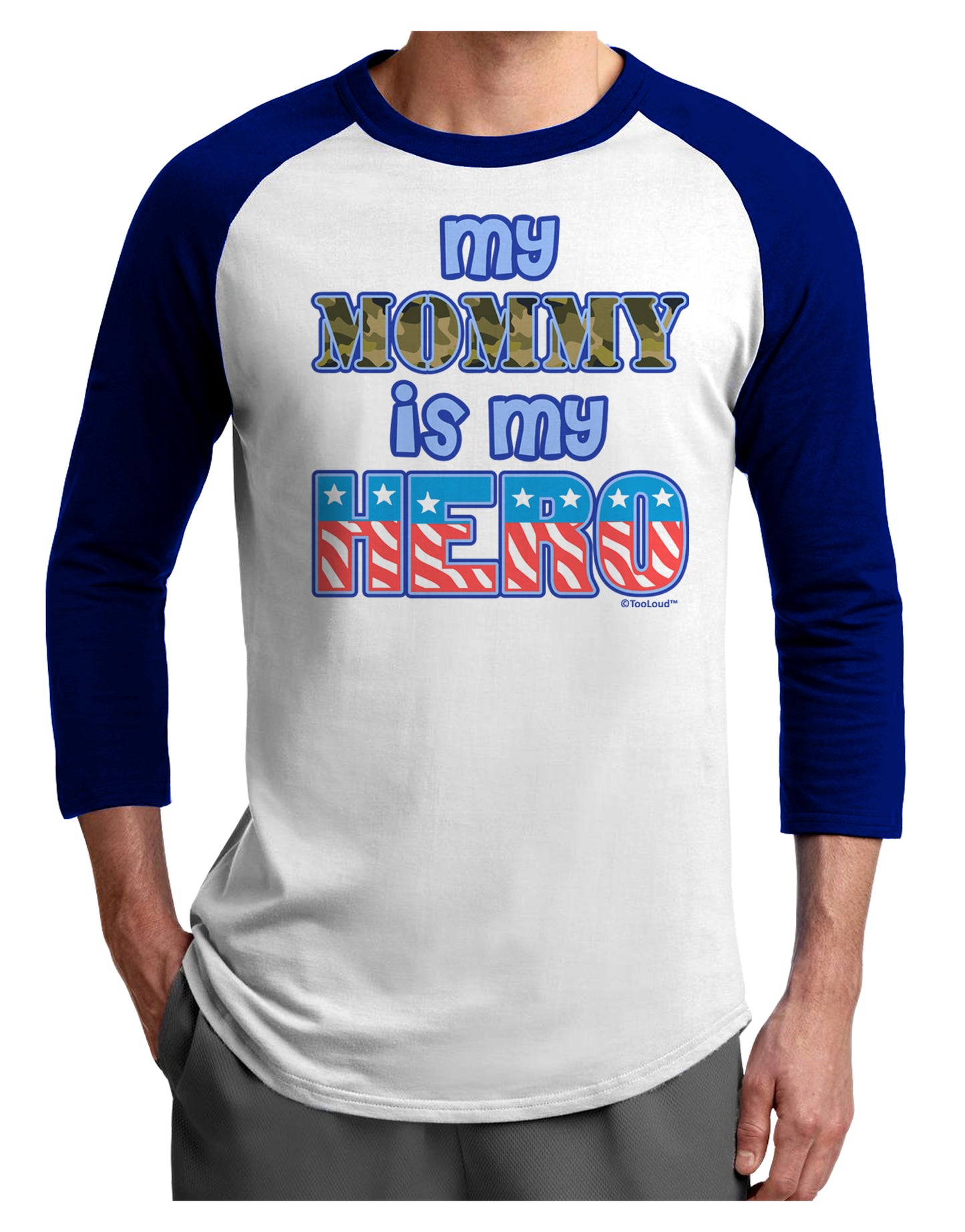My Mommy is My Hero - Adult Raglan Shirt by TooLoud-TooLoud-White-Royal-X-Small-Davson Sales