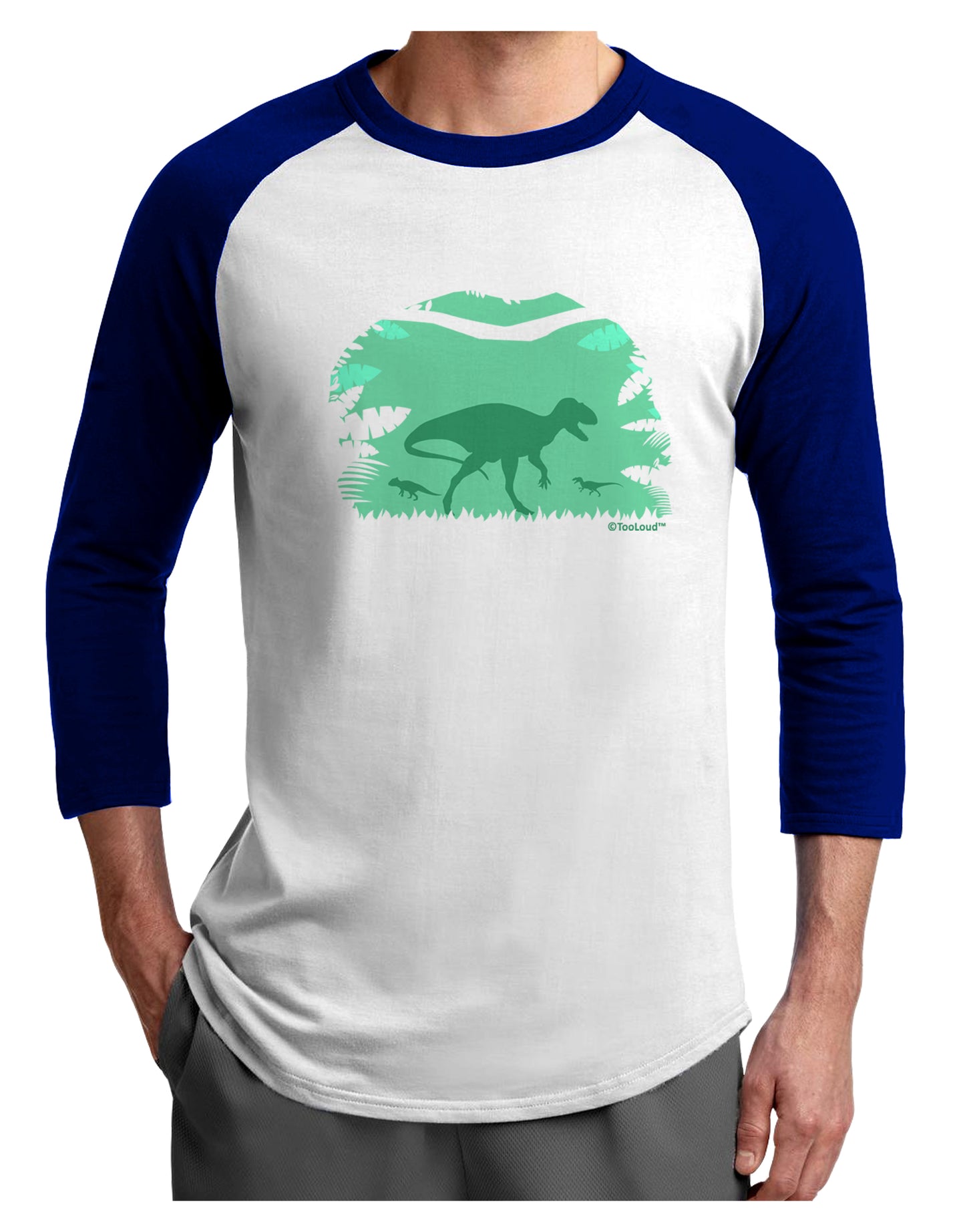 Dinosaur Silhouettes - Jungle Adult Raglan Shirt by TooLoud-TooLoud-White-Royal-X-Small-Davson Sales