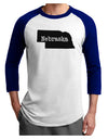 Nebraska - United States Shape Adult Raglan Shirt by TooLoud-TooLoud-White-Royal-X-Small-Davson Sales