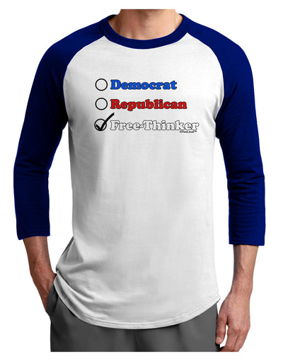 Free Thinker Checklist Adult Raglan Shirt-TooLoud-White-Royal-X-Small-Davson Sales