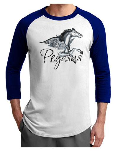 Pegasus Color Illustration Adult Raglan Shirt-TooLoud-White-Royal-X-Small-Davson Sales
