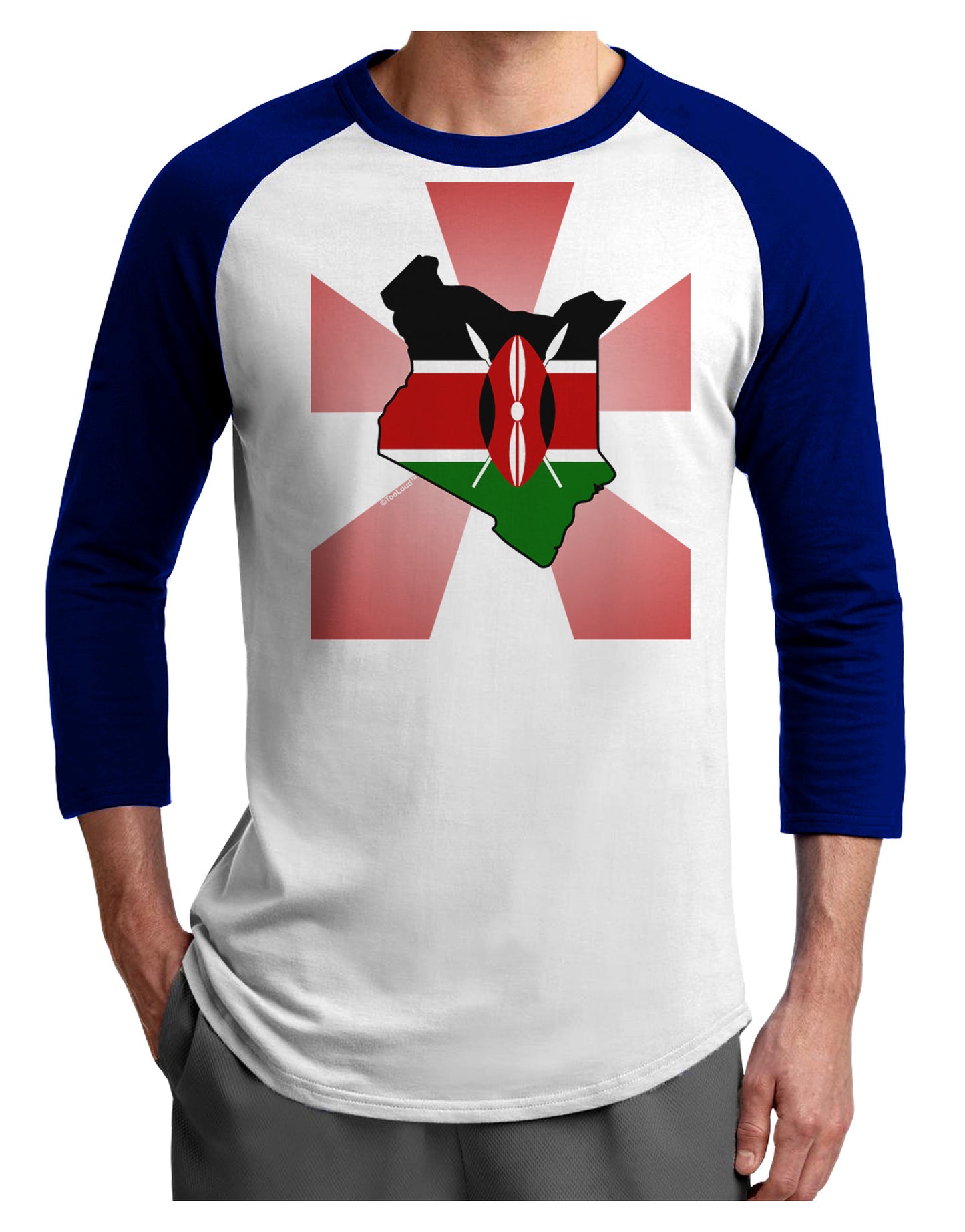 Kenya Flag Design Adult Raglan Shirt-TooLoud-White-Royal-X-Small-Davson Sales