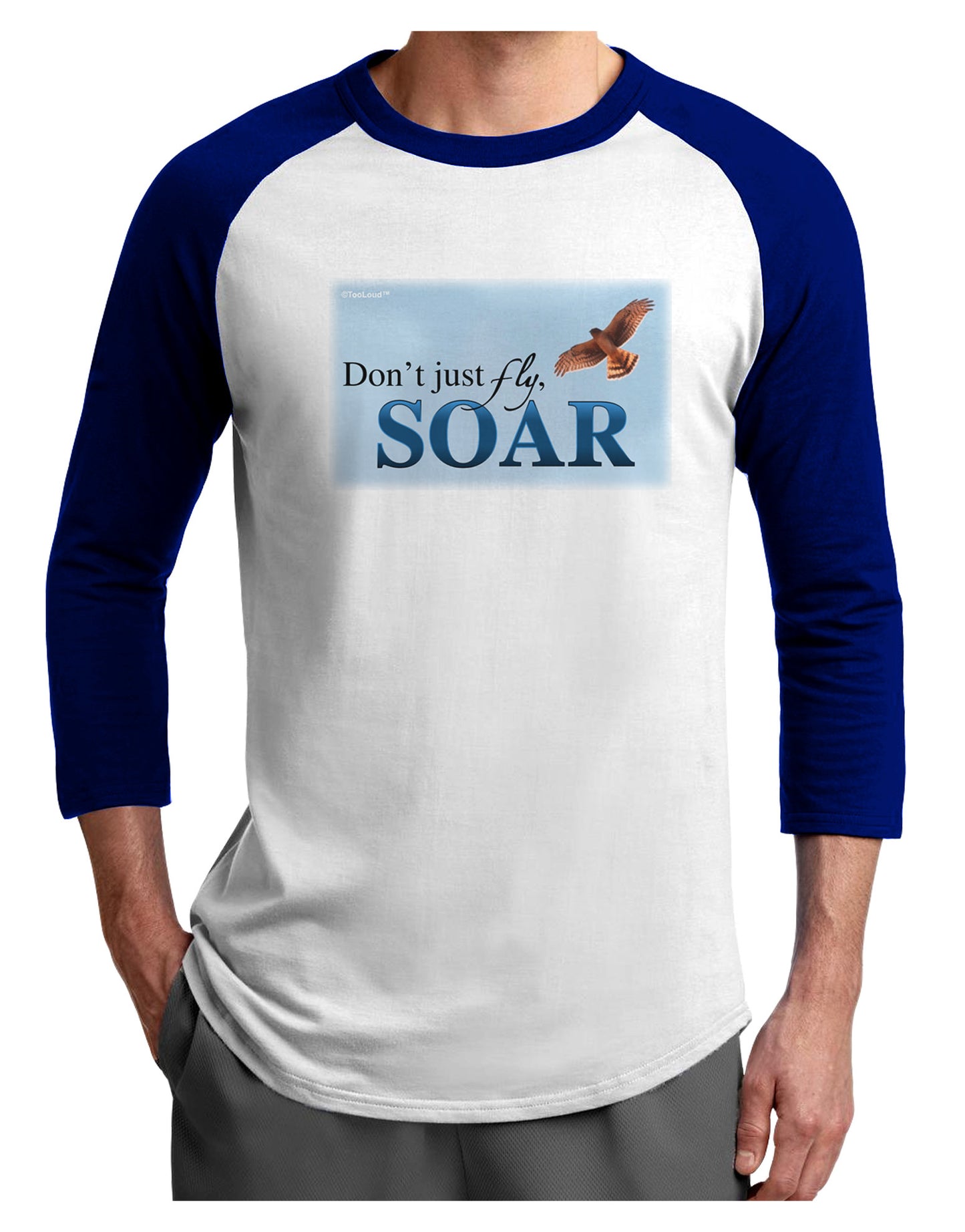 Don't Just Fly SOAR Adult Raglan Shirt-Raglan Shirt-TooLoud-White-Royal-X-Small-Davson Sales