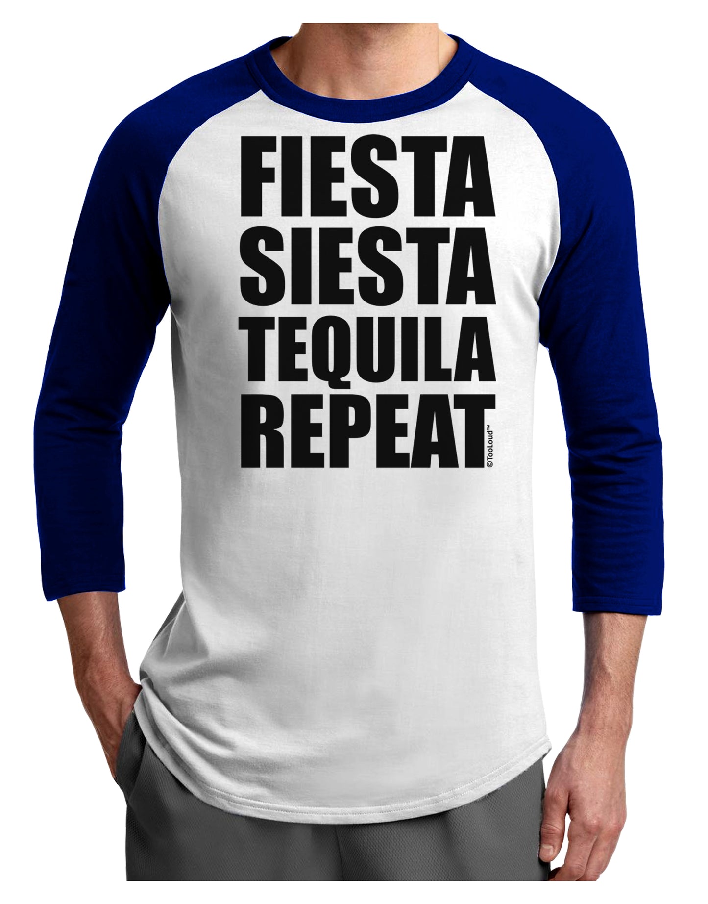 Fiesta Siesta Tequila Repeat Adult Raglan Shirt by TooLoud-TooLoud-White-Royal-X-Small-Davson Sales
