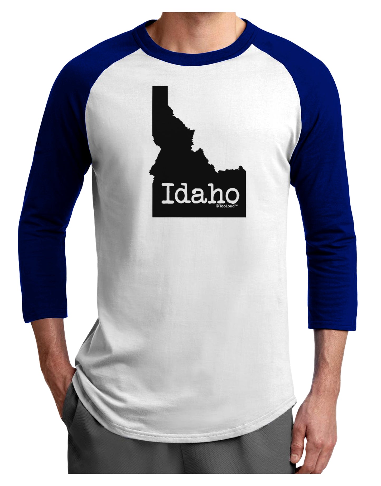 Idaho - United States Shape Adult Raglan Shirt by TooLoud-TooLoud-White-Royal-X-Small-Davson Sales