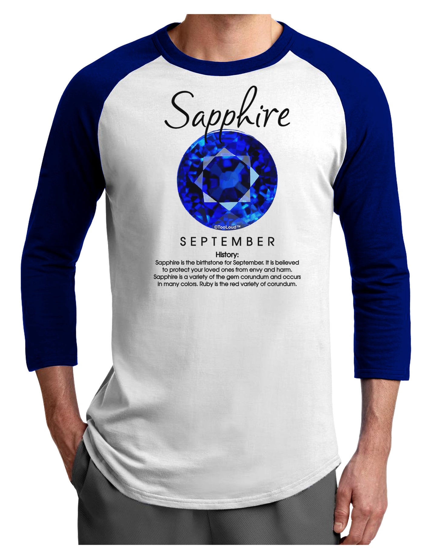 Birthstone Sapphire Adult Raglan Shirt-Raglan Shirt-TooLoud-White-Royal-X-Small-Davson Sales