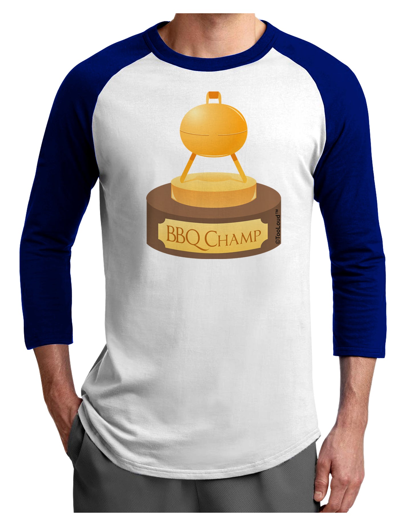 BBQ Champ - Golden Grill Trophy Adult Raglan Shirt by TooLoud-TooLoud-White-Royal-X-Small-Davson Sales