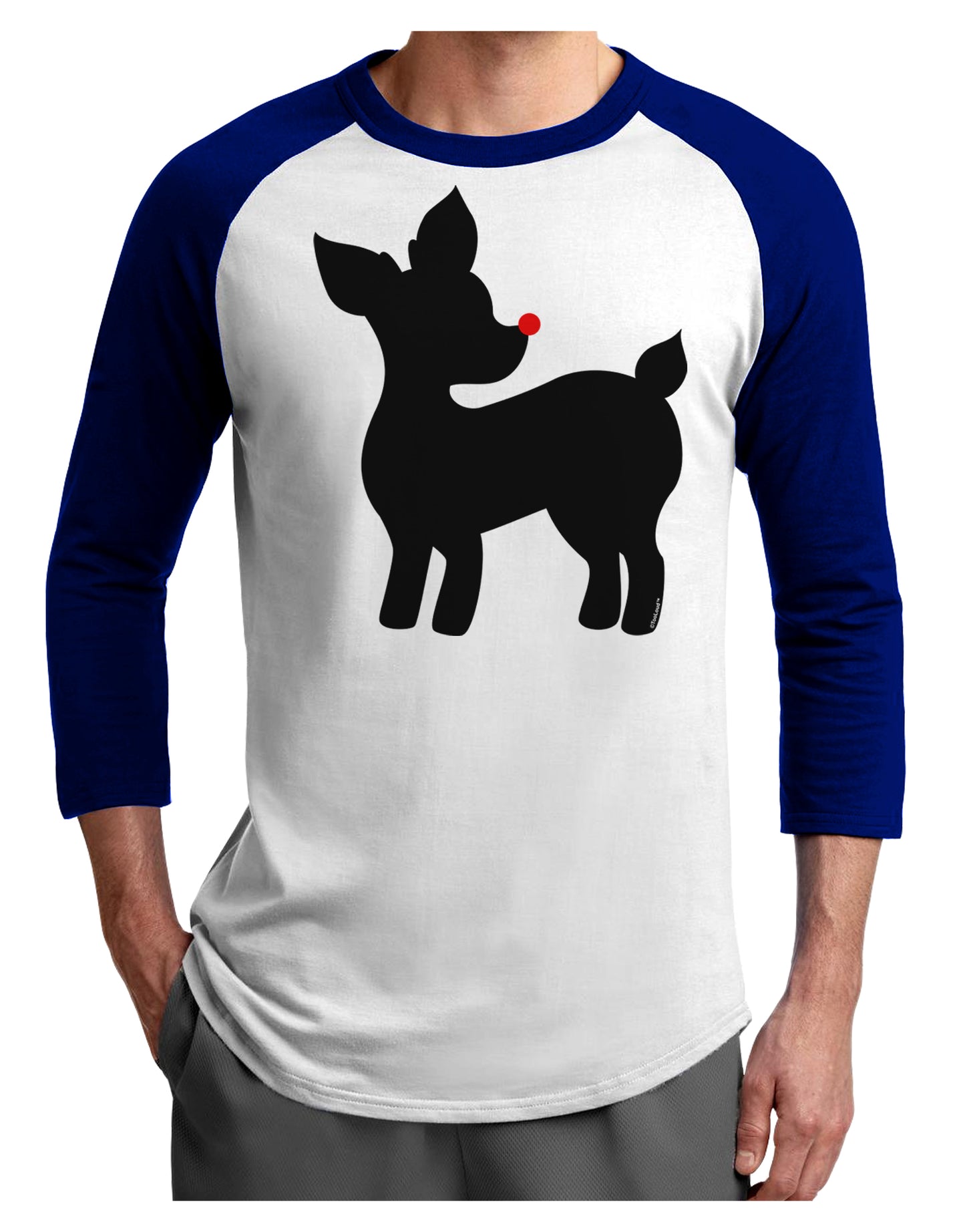 Cute Rudolph Silhouette - Christmas Adult Raglan Shirt by TooLoud-TooLoud-White-Royal-X-Small-Davson Sales