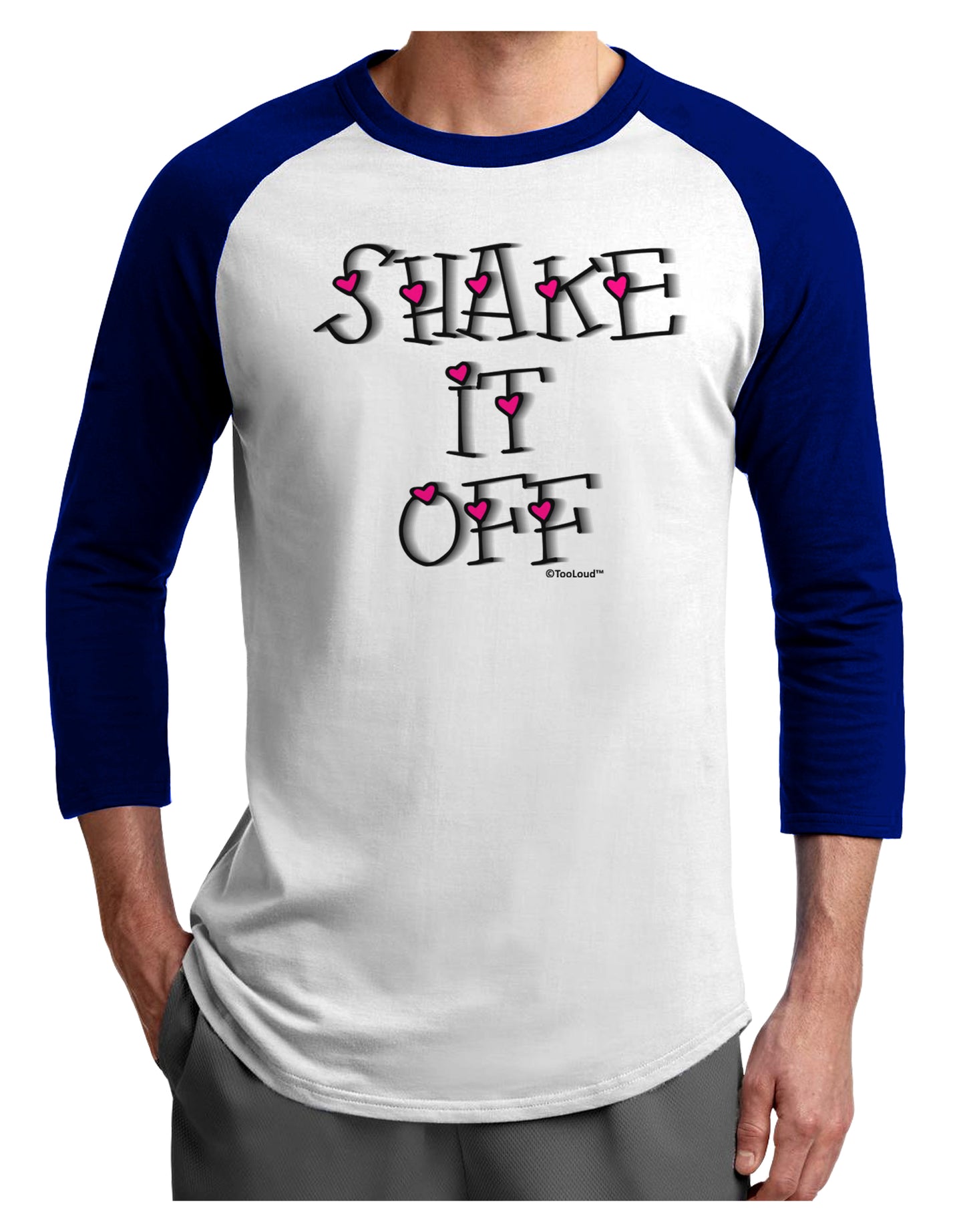 Shake It Off Text Cute with Hearts Adult Raglan Shirt by TooLoud-TooLoud-White-Royal-X-Small-Davson Sales
