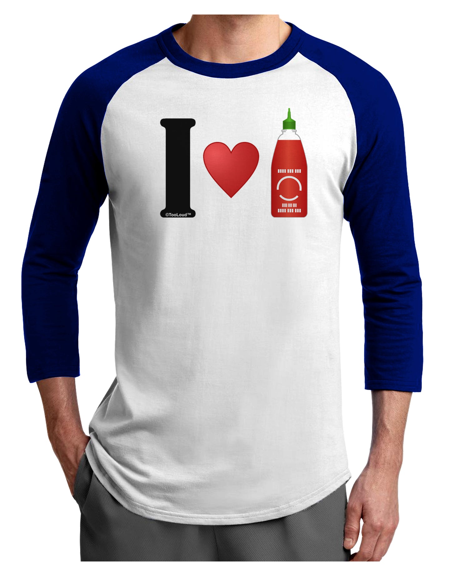 I Heart Sriracha Design Adult Raglan Shirt by TooLoud-TooLoud-White-Royal-X-Small-Davson Sales