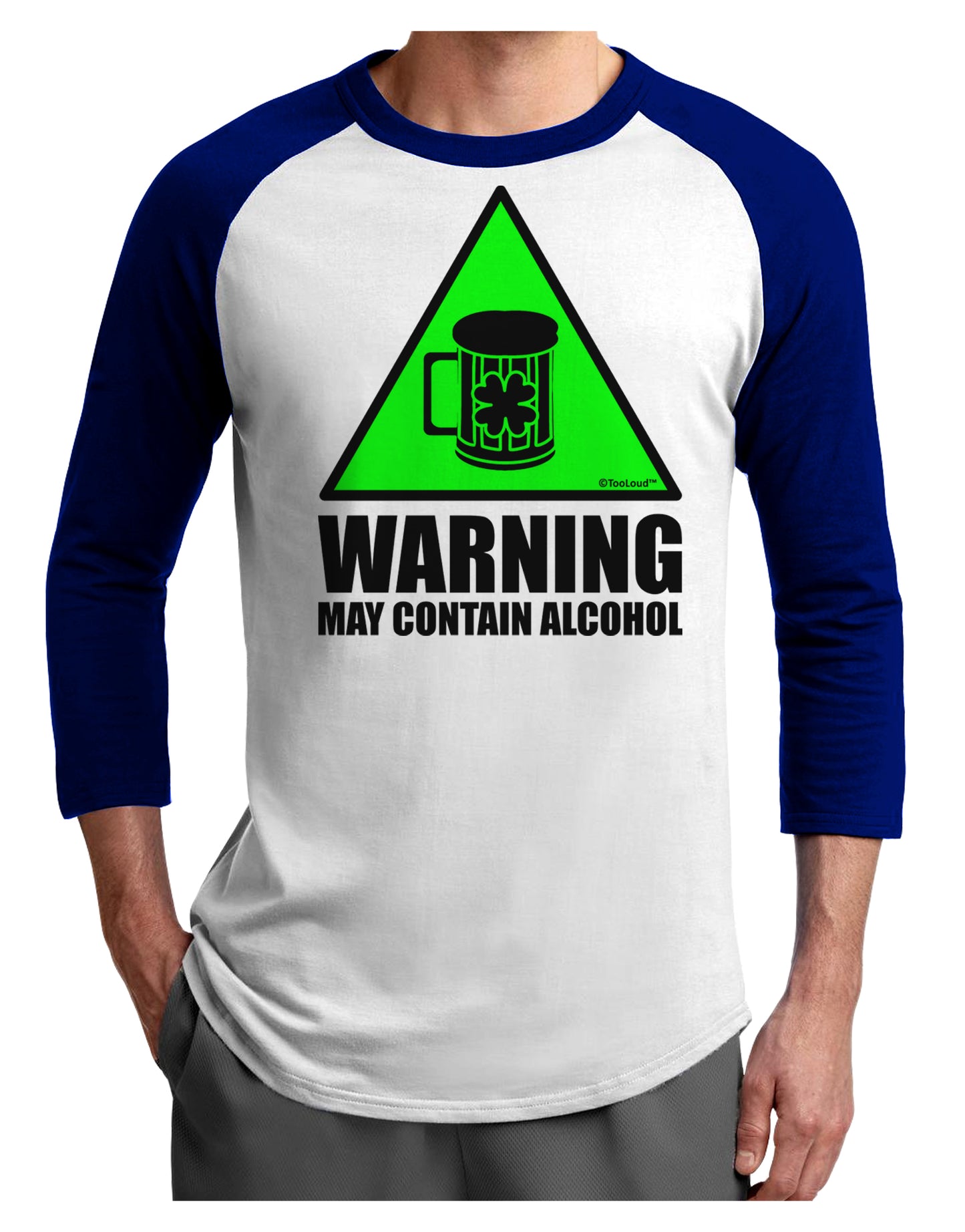 Warning May Contain Alcohol Adult Raglan Shirt by TooLoud-TooLoud-White-Royal-X-Small-Davson Sales