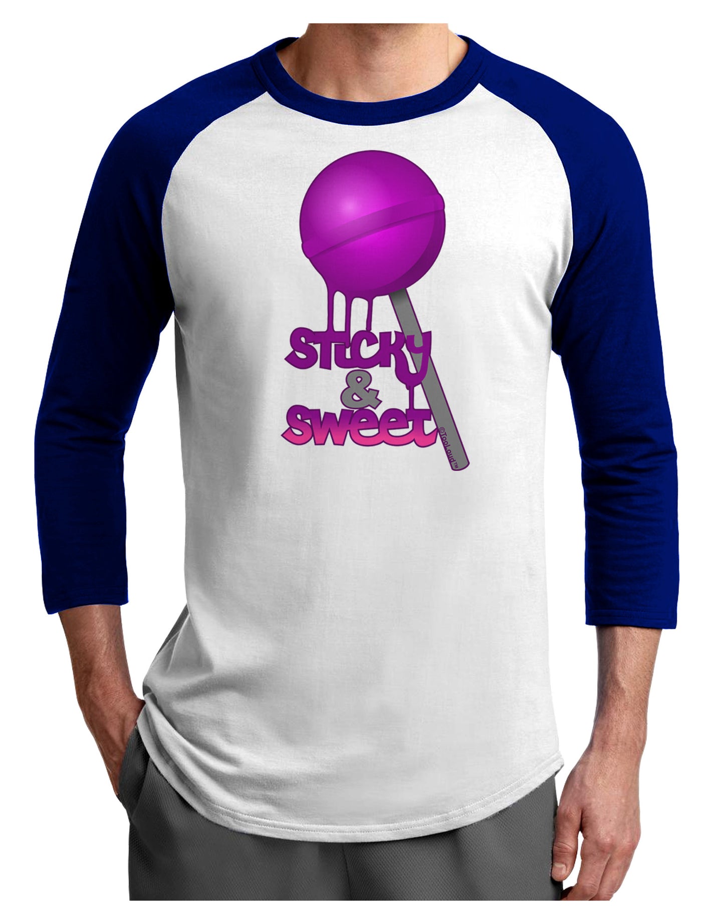 Sticky & Sweet Lollipop Adult Raglan Shirt-Raglan Shirt-TooLoud-White-Royal-X-Small-Davson Sales