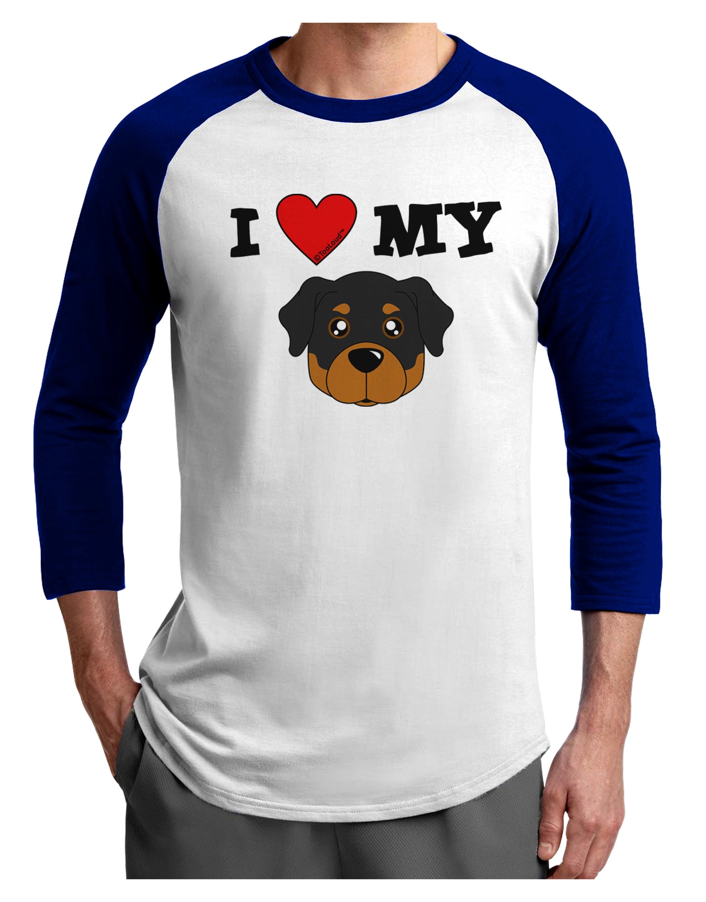 I Heart My - Cute Rottweiler Dog Adult Raglan Shirt by TooLoud-TooLoud-White-Royal-X-Small-Davson Sales