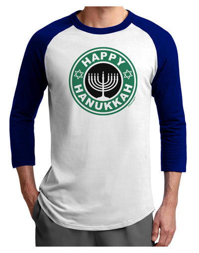 Happy Hanukkah Latte Logo Adult Raglan Shirt-Raglan Shirt-TooLoud-White-Royal-X-Small-Davson Sales