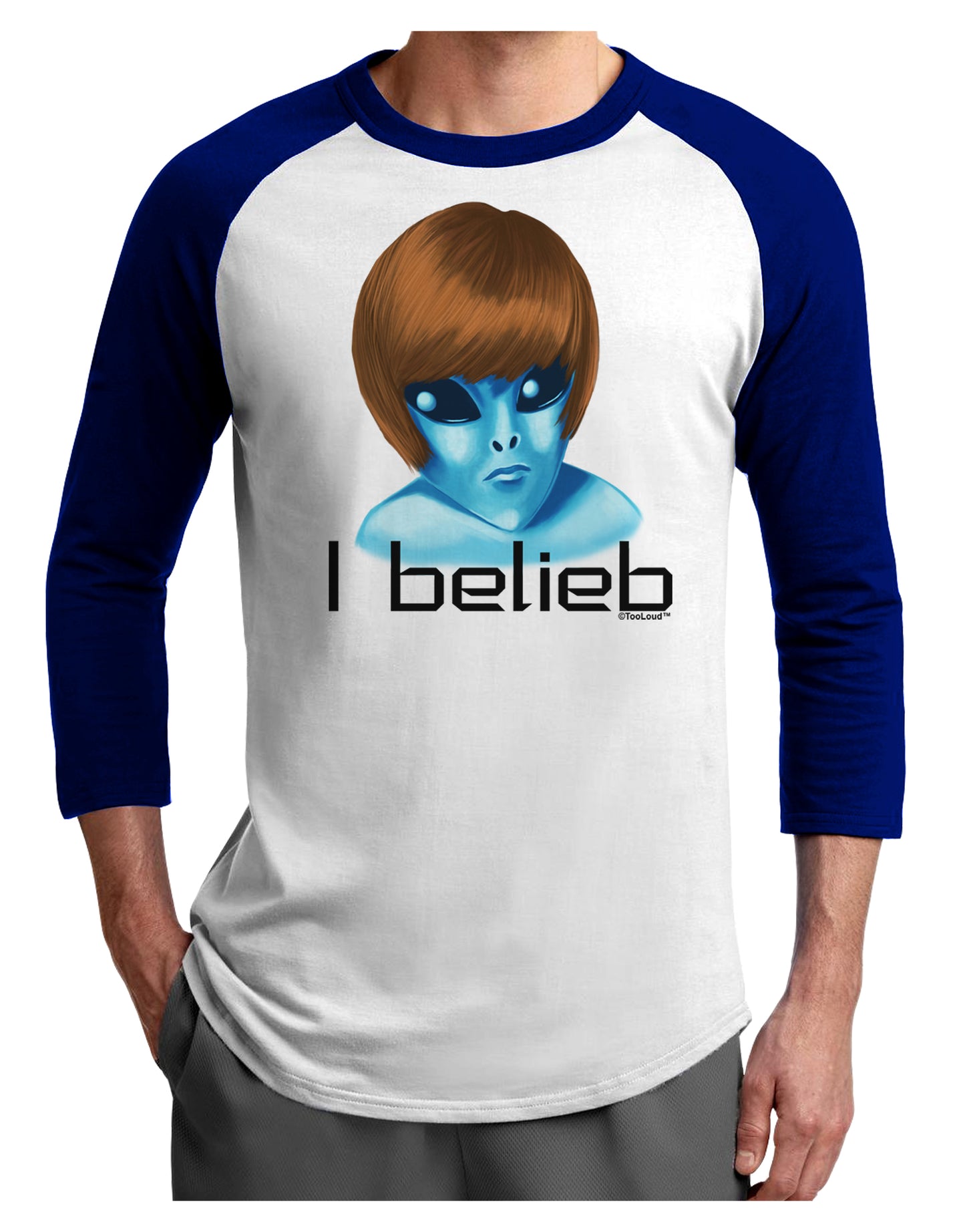 Extraterrestial - I Belieb Adult Raglan Shirt by TooLoud-TooLoud-White-Royal-X-Small-Davson Sales