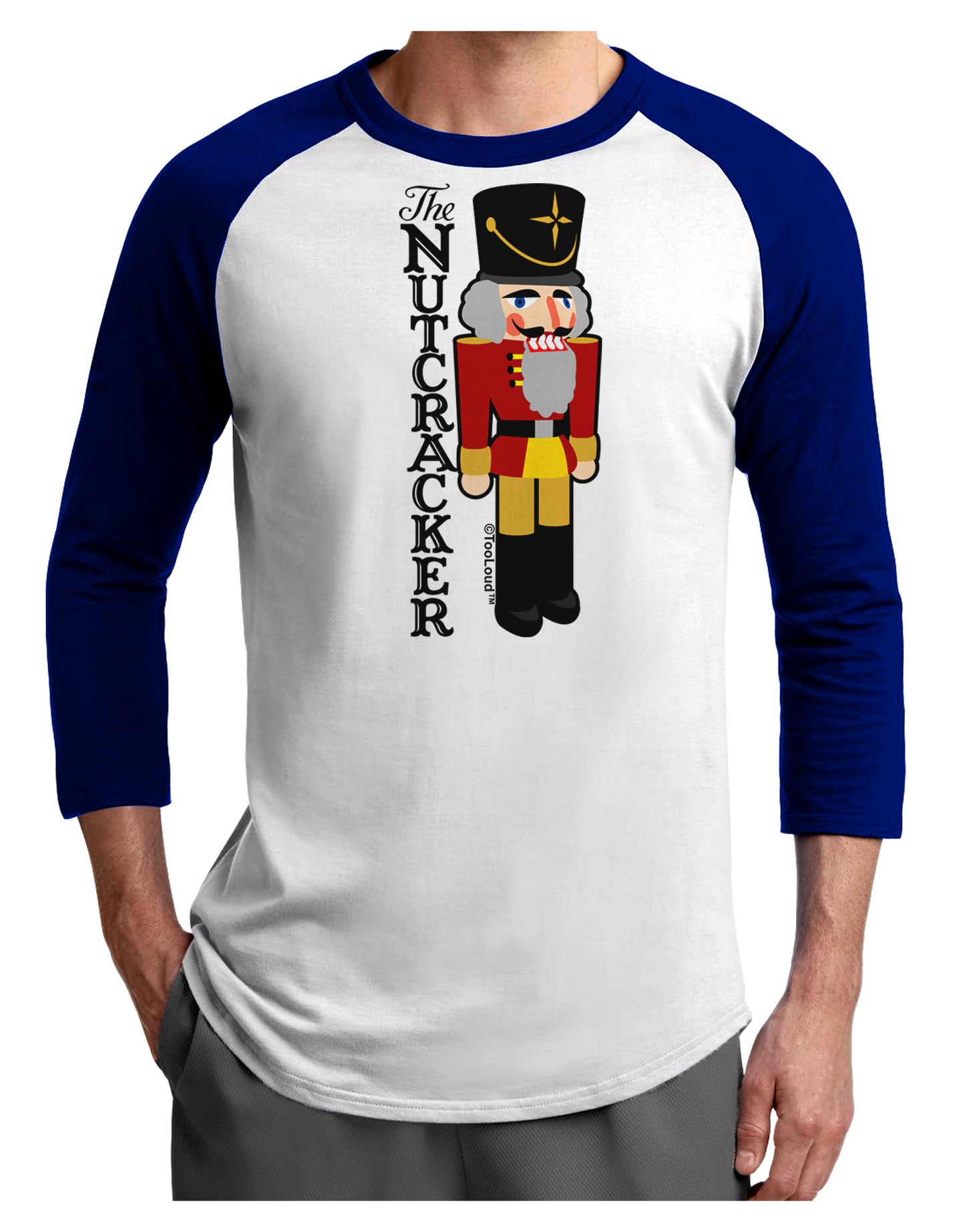 The Nutcracker with Text Adult Raglan Shirt by-Raglan Shirt-TooLoud-White-Royal-X-Small-Davson Sales