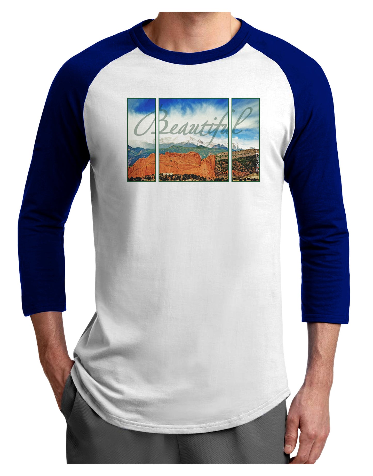CO Beautiful View Text Adult Raglan Shirt-Raglan Shirt-TooLoud-White-Royal-X-Small-Davson Sales