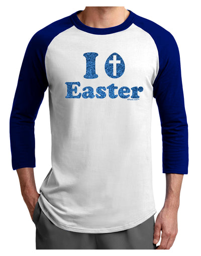 I Egg Cross Easter - Blue Glitter Adult Raglan Shirt by TooLoud-TooLoud-White-Royal-X-Small-Davson Sales