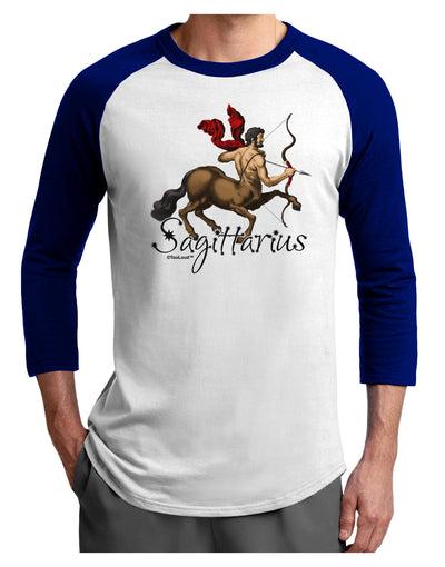 Sagittarius Color Illustration Adult Raglan Shirt-TooLoud-White-Royal-X-Small-Davson Sales