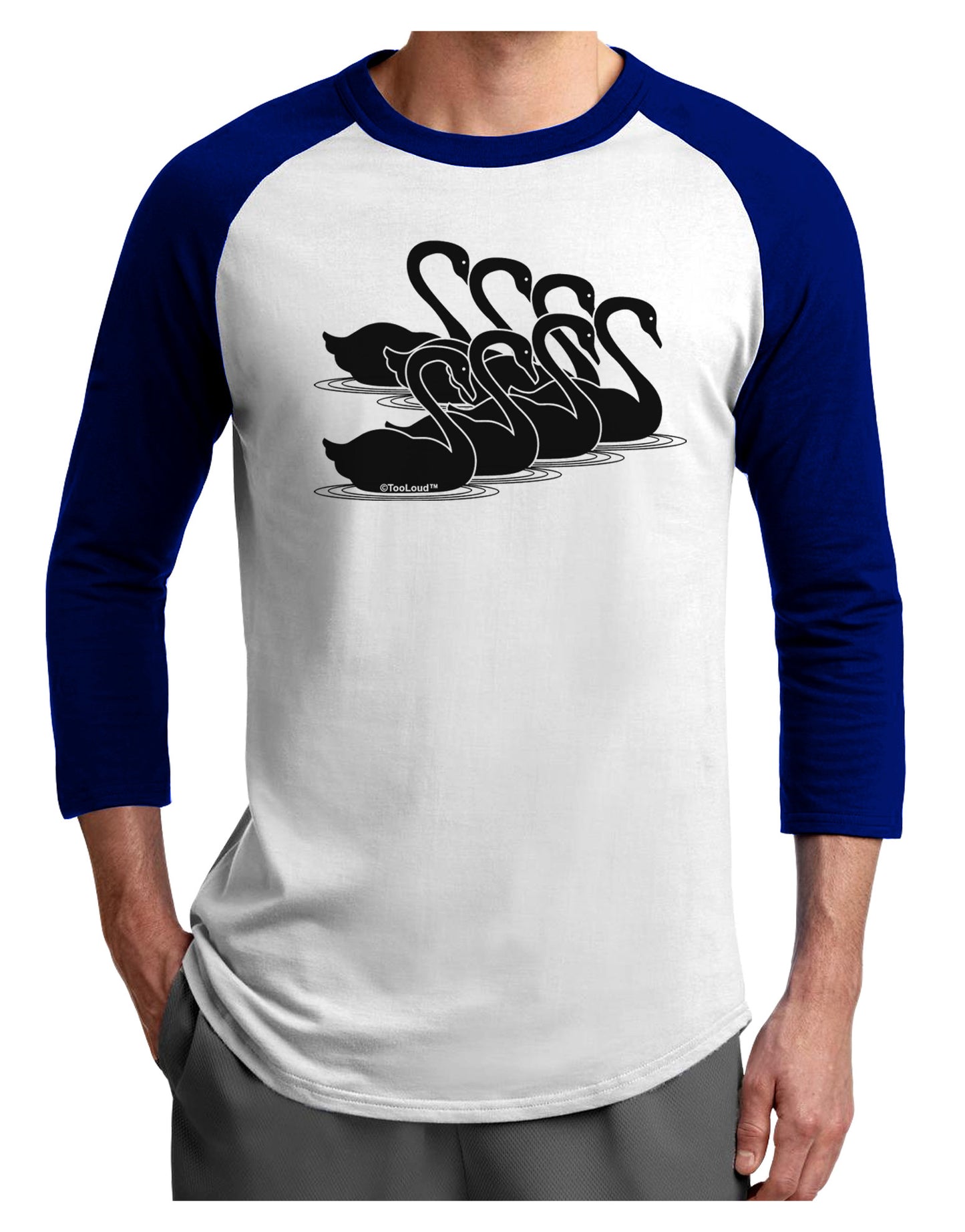 Seven Swans A Swimming Adult Raglan Shirt-TooLoud-White-Royal-X-Small-Davson Sales