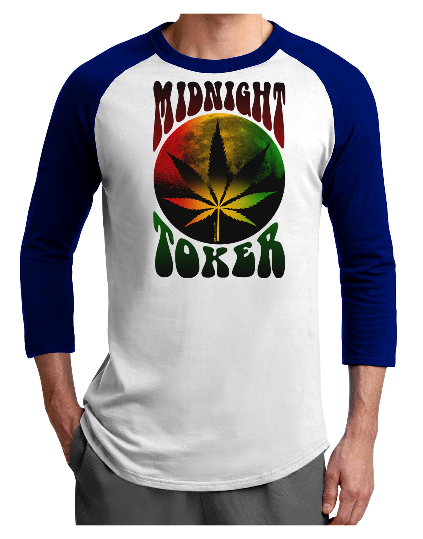 Midnight Toker Marijuana Adult Raglan Shirt-Raglan Shirt-TooLoud-White-Royal-X-Small-Davson Sales