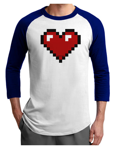 Pixel Heart Design 1 - Valentine's Day Adult Raglan Shirt-Raglan Shirt-TooLoud-White-Royal-X-Small-Davson Sales