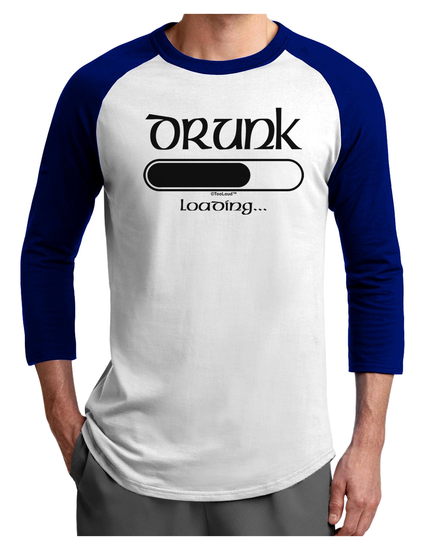 Drunk Loading Bar Adult Raglan Shirt by TooLoud-TooLoud-White-Royal-X-Small-Davson Sales