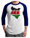 Kenya Flag Silhouette Distressed Adult Raglan Shirt-TooLoud-White-Royal-X-Small-Davson Sales