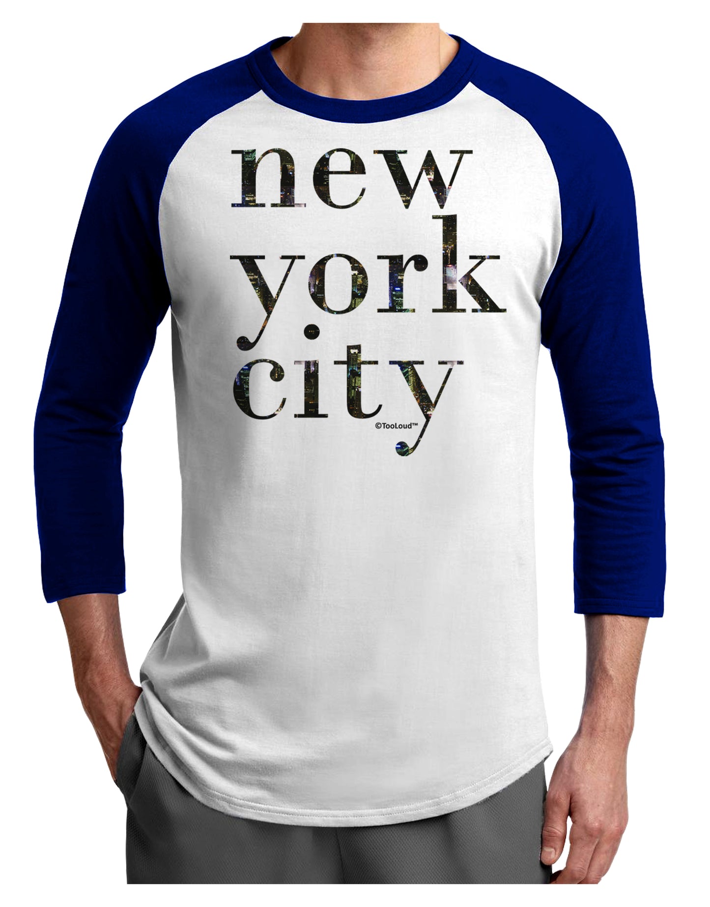 New York City - City Lights Adult Raglan Shirt by TooLoud-TooLoud-White-Royal-X-Small-Davson Sales