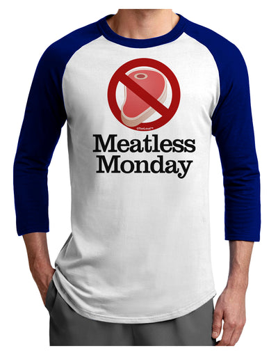 Meatless Monday Adult Raglan Shirt by TooLoud-TooLoud-White-Royal-X-Small-Davson Sales