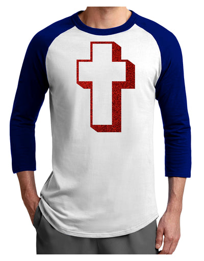 Simple Cross Design Glitter - Red Adult Raglan Shirt by TooLoud-TooLoud-White-Royal-X-Small-Davson Sales