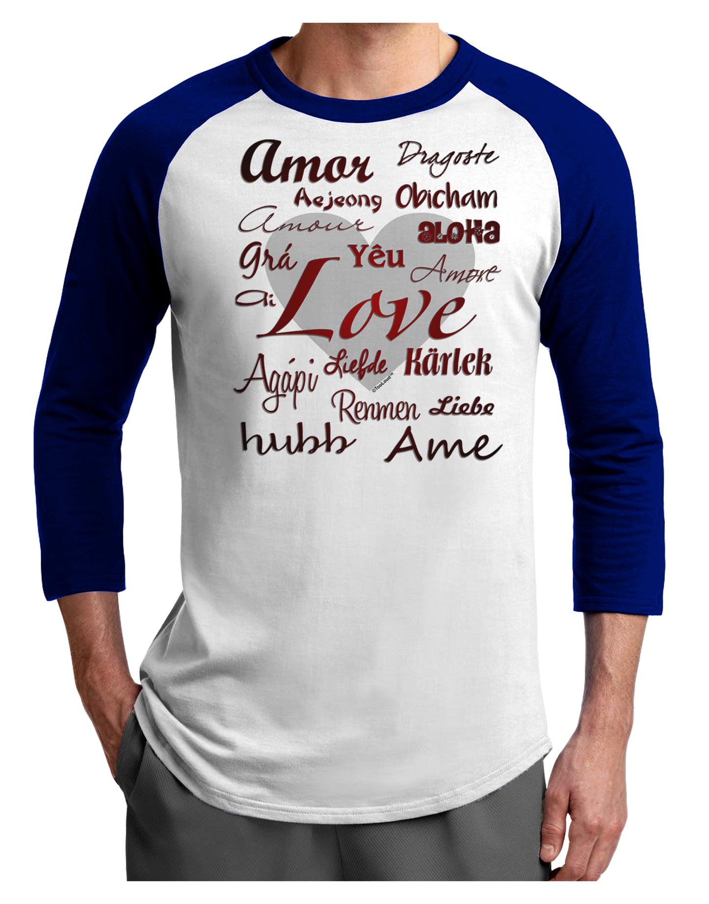Love Languages Adult Raglan Shirt by TooLoud-TooLoud-White-Royal-X-Small-Davson Sales