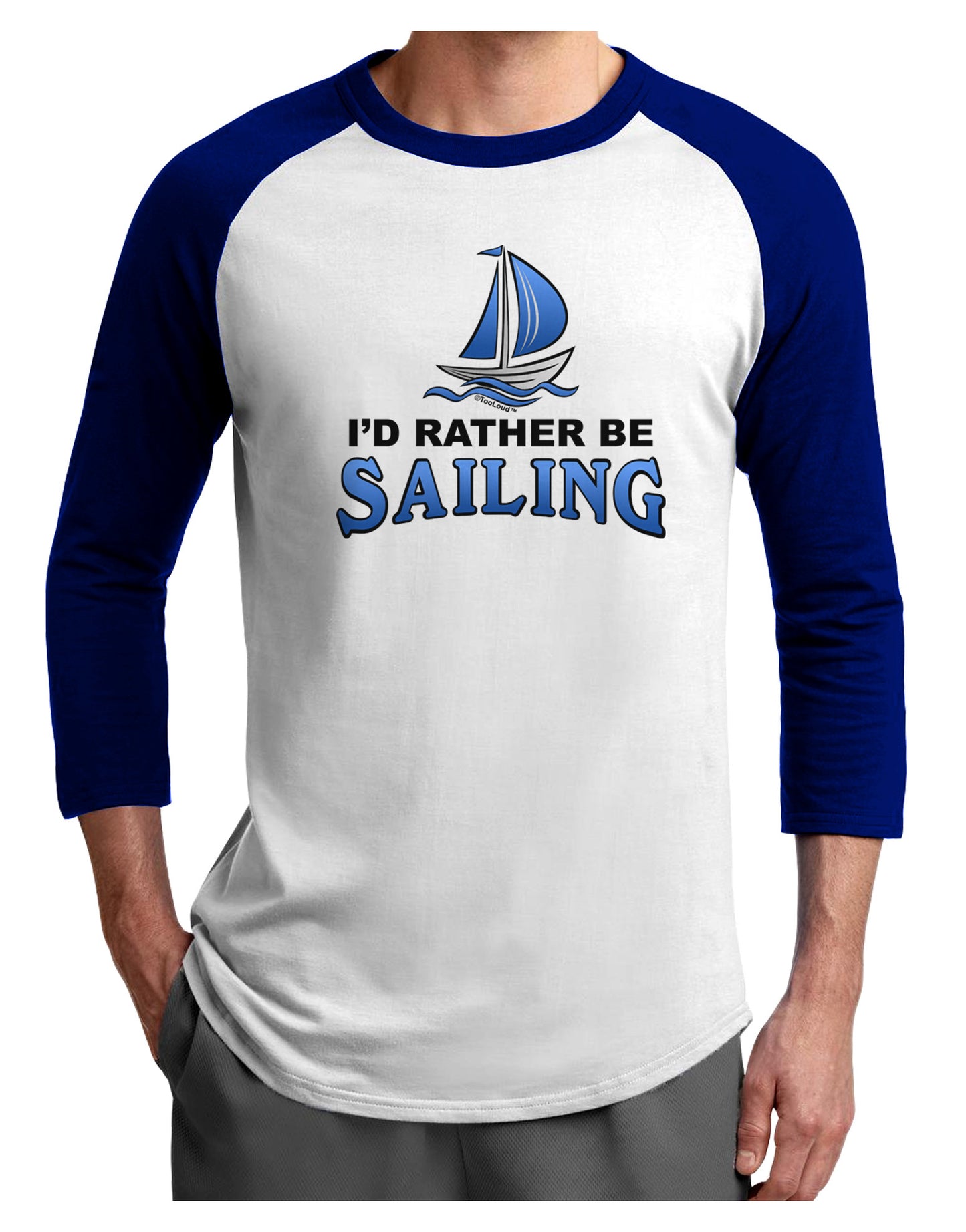 I'd Rather Be Sailing Adult Raglan Shirt-Raglan Shirt-TooLoud-White-Royal-X-Small-Davson Sales