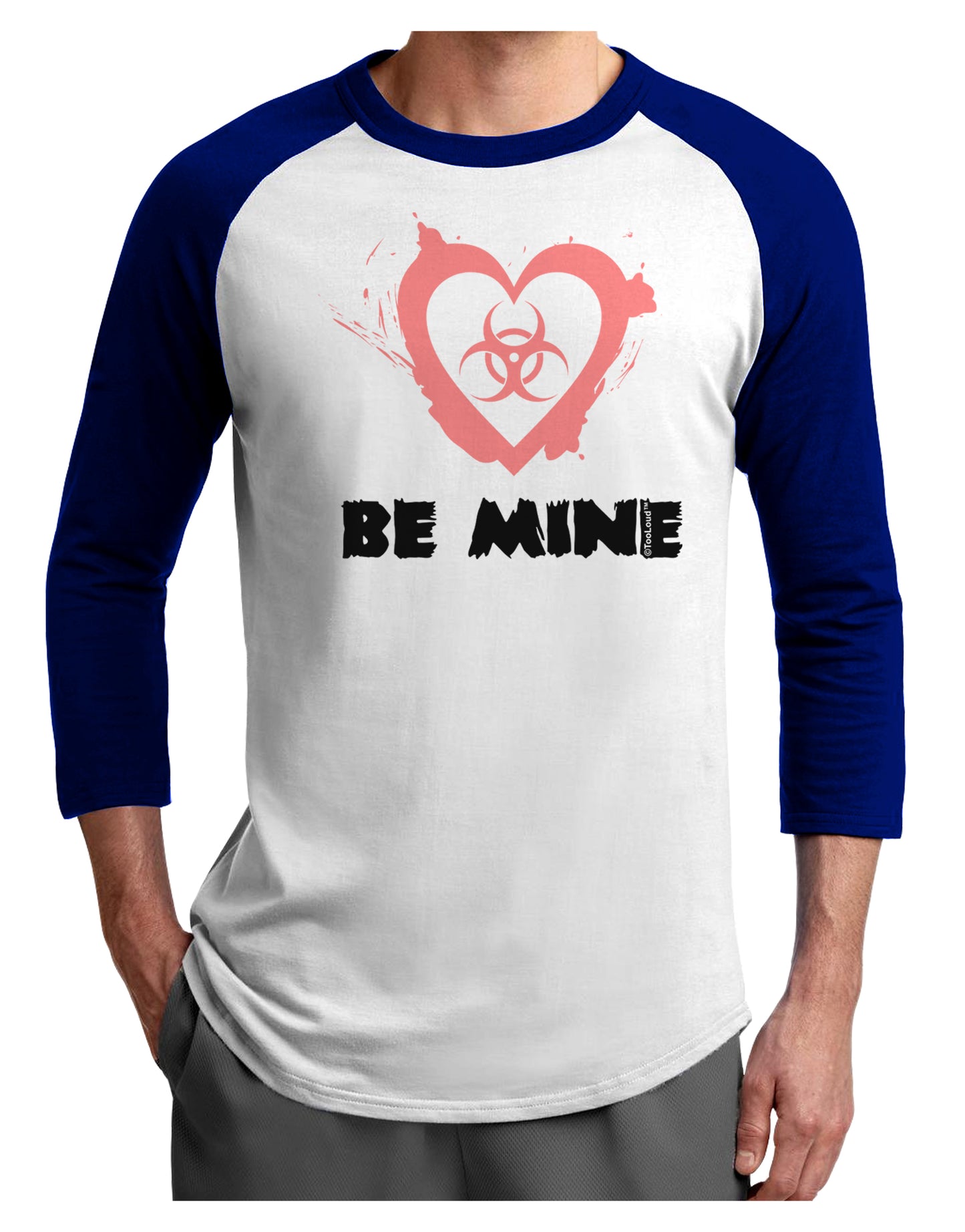 Be Mine - Bio Hazard Heart Adult Raglan Shirt by TooLoud-TooLoud-White-Royal-X-Small-Davson Sales