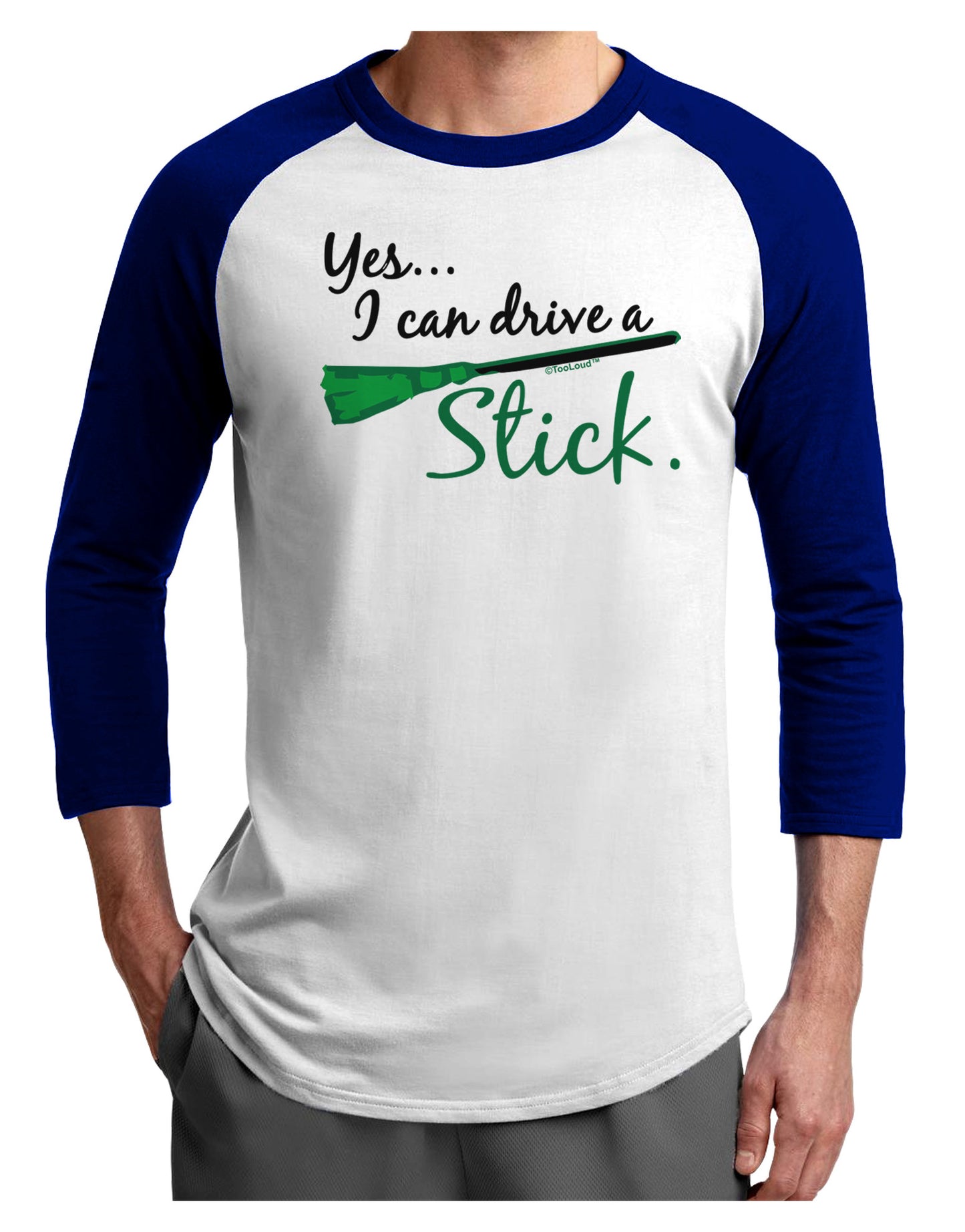 Drive Stick Green Adult Raglan Shirt-Raglan Shirt-TooLoud-White-Royal-X-Small-Davson Sales