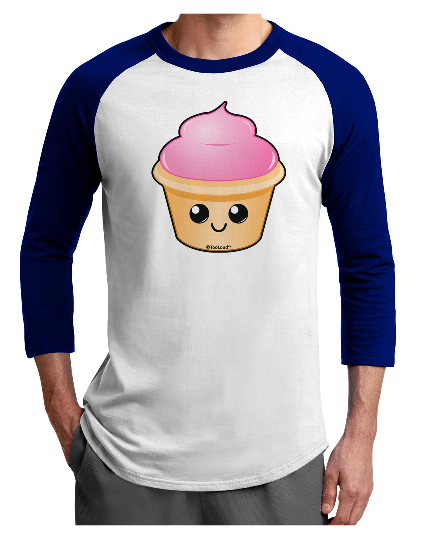 Cute Cupcake Design #2 Adult Raglan Shirt by TooLoud-TooLoud-White-Royal-X-Small-Davson Sales