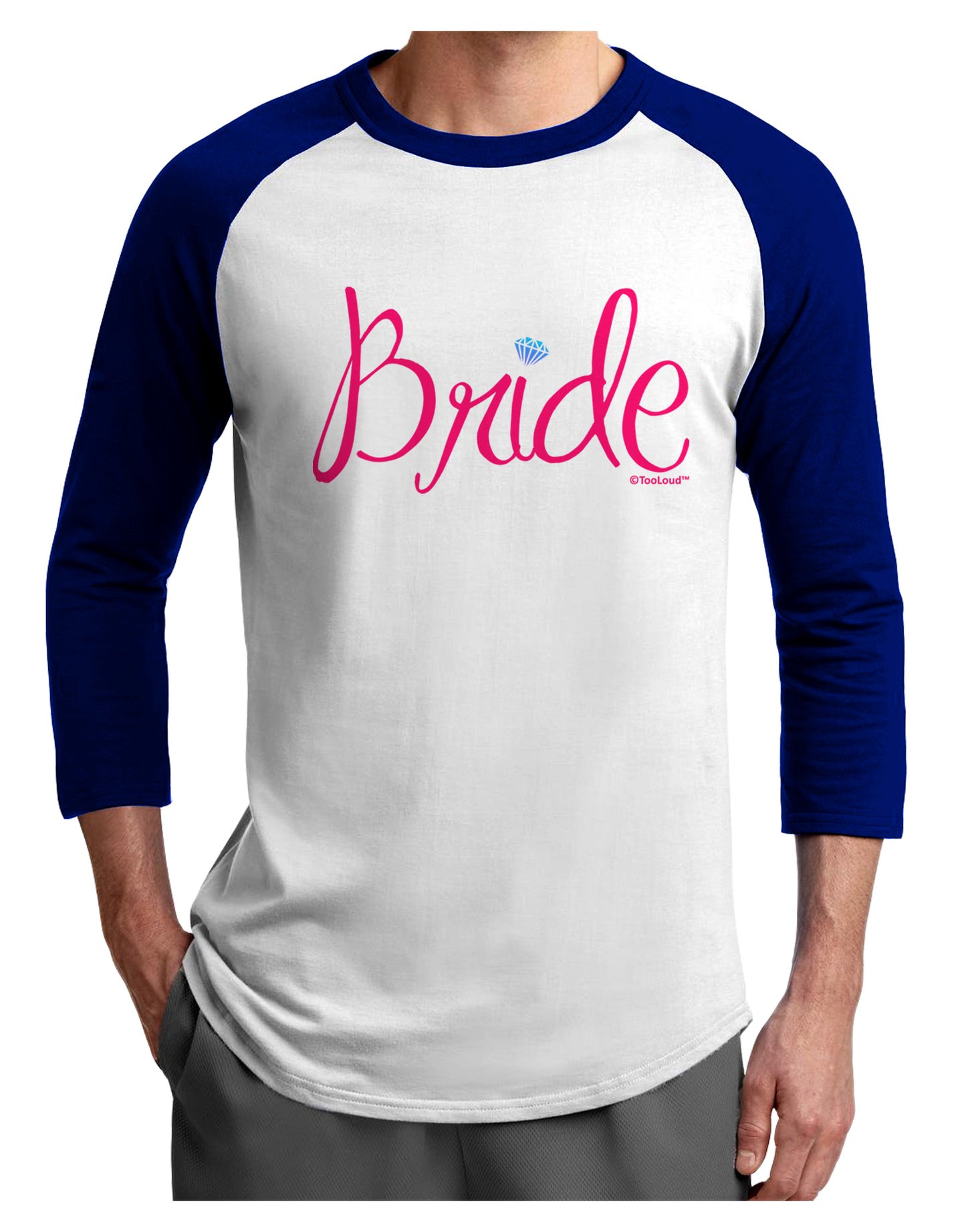 Bride Design - Diamond - Color Adult Raglan Shirt-TooLoud-White-Royal-X-Small-Davson Sales