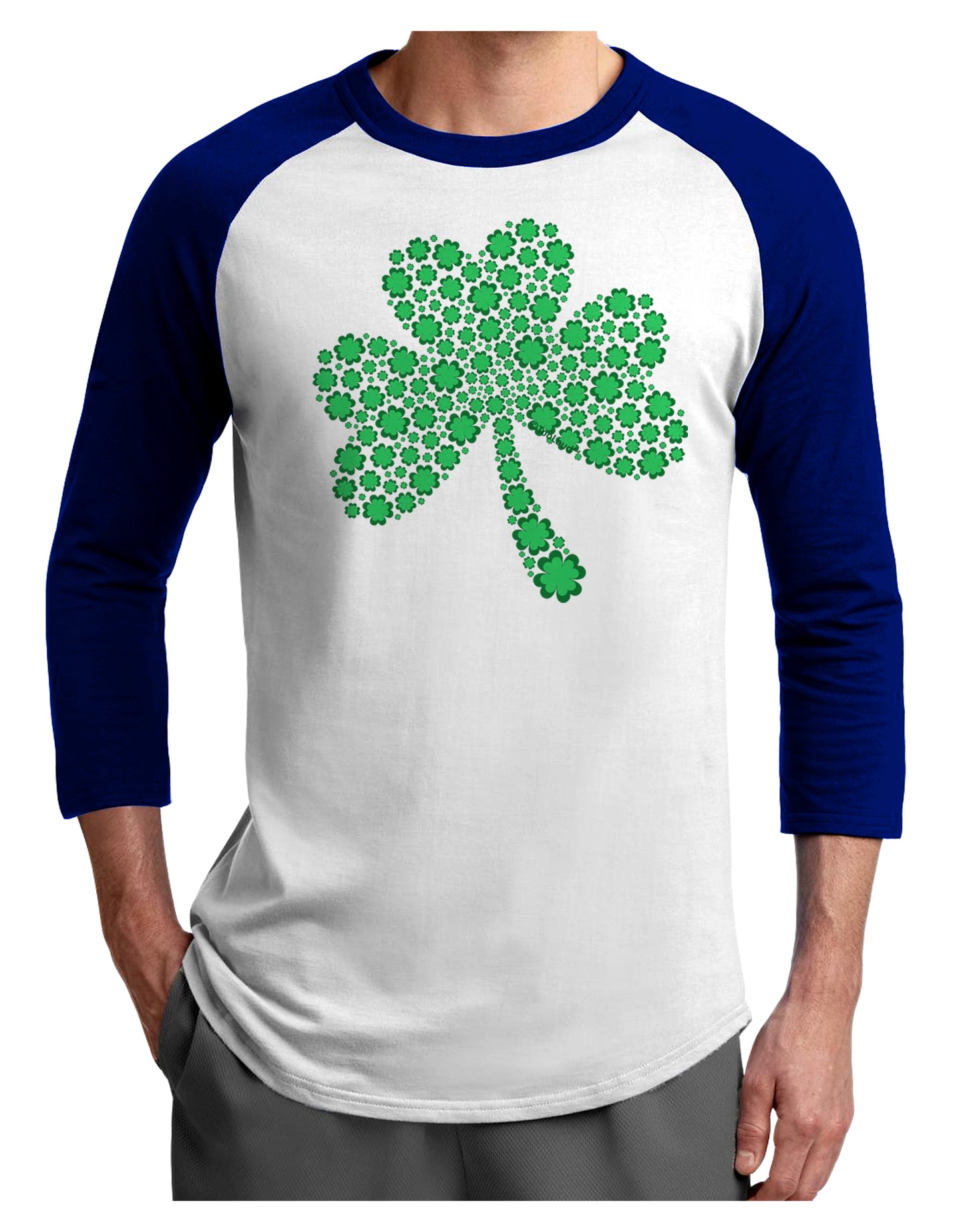 St. Patrick's Day Shamrock Design - Shamrocks Adult Raglan Shirt by TooLoud-Mens T-Shirt-TooLoud-White-Royal-X-Small-Davson Sales
