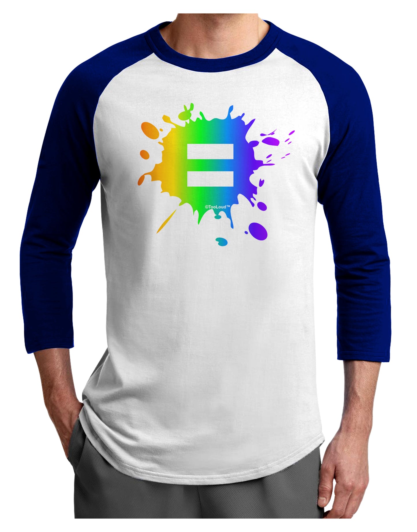 Equal Rainbow Paint Splatter Adult Raglan Shirt by TooLoud-TooLoud-White-Royal-X-Small-Davson Sales