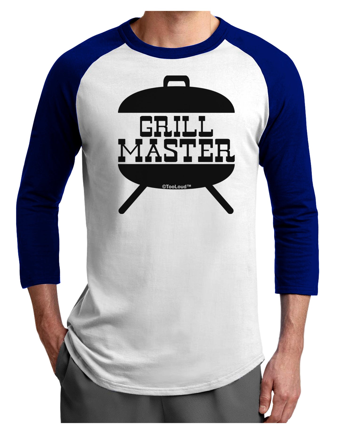 Grill Master Grill Design Adult Raglan Shirt-Raglan Shirt-TooLoud-White-Royal-X-Small-Davson Sales