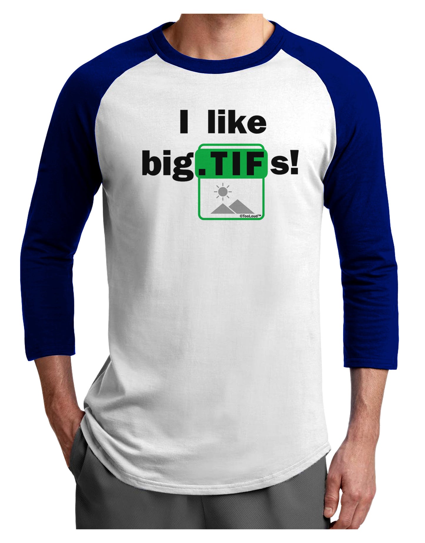 I Like Big Tifs Adult Raglan Shirt-TooLoud-White-Royal-X-Small-Davson Sales
