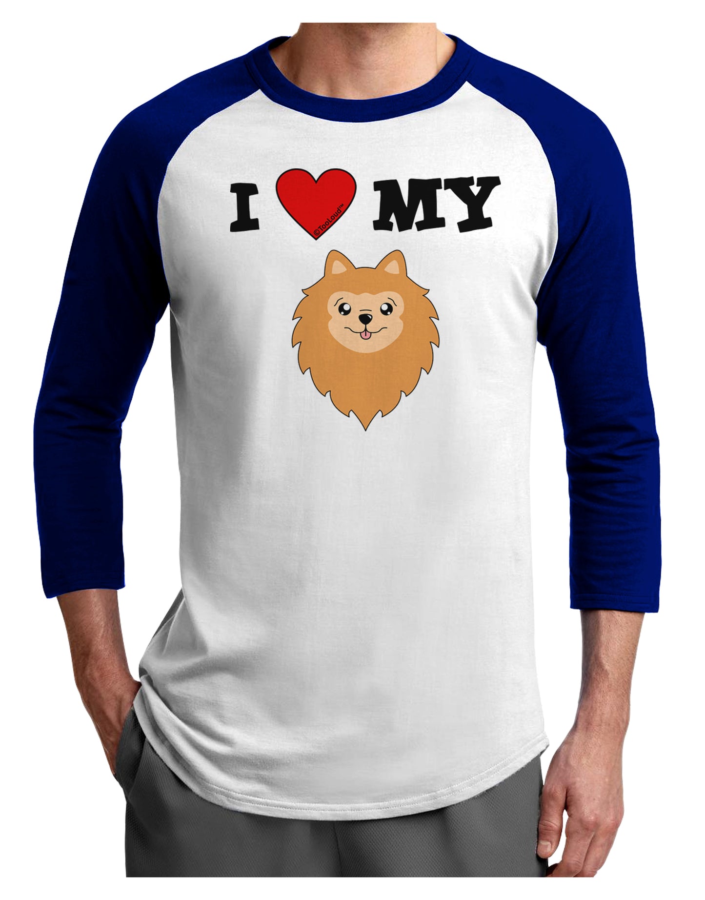 I Heart My - Cute Pomeranian Dog Adult Raglan Shirt by TooLoud-TooLoud-White-Royal-X-Small-Davson Sales