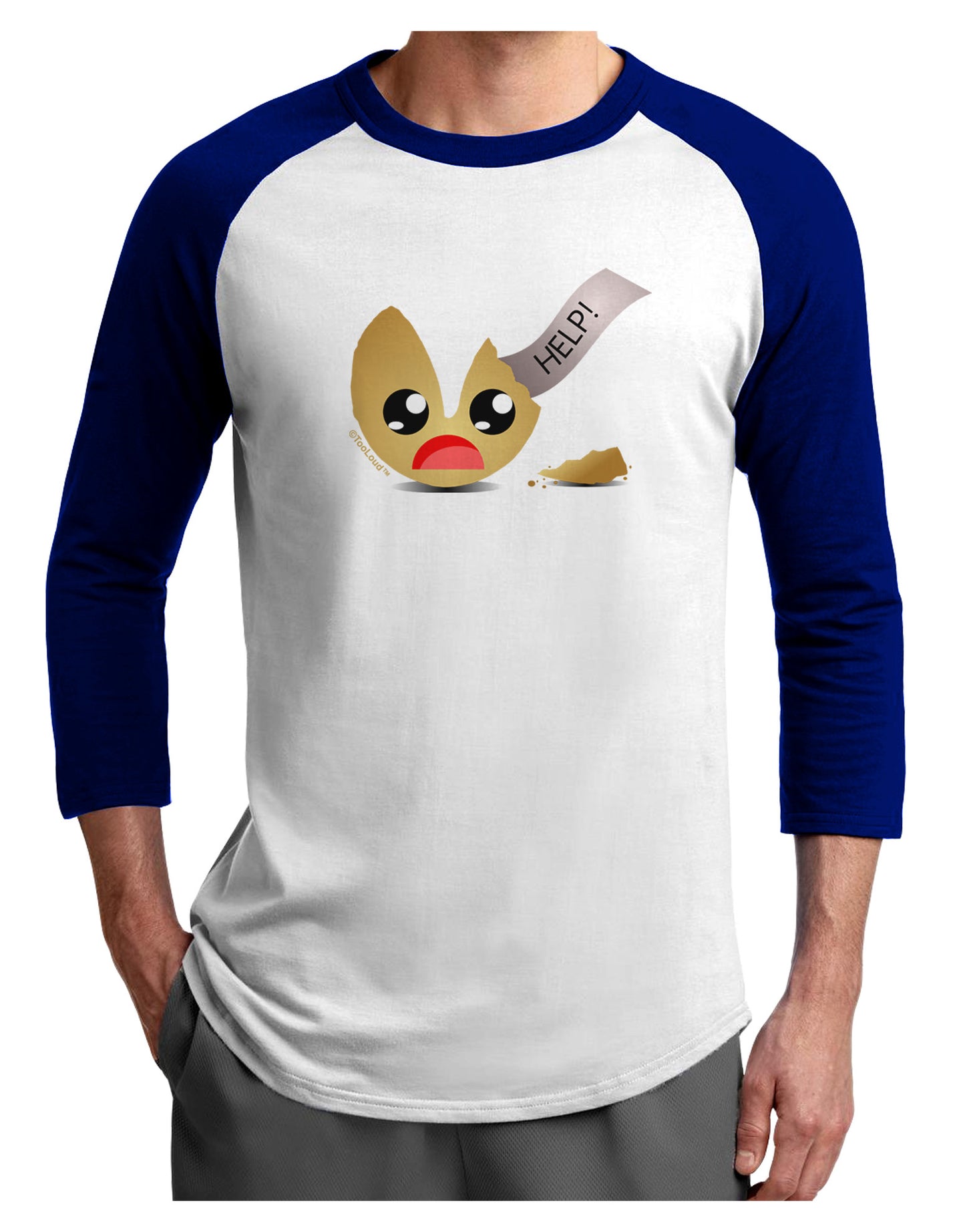 Dismembered Fortune Cookie Adult Raglan Shirt-Raglan Shirt-TooLoud-White-Royal-X-Small-Davson Sales