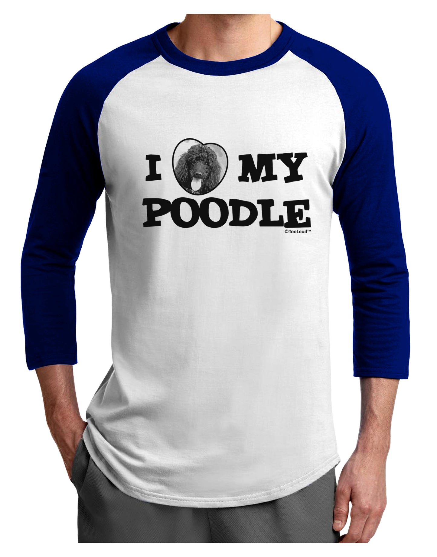 I Heart My Poodle Adult Raglan Shirt by TooLoud-TooLoud-White-Royal-X-Small-Davson Sales