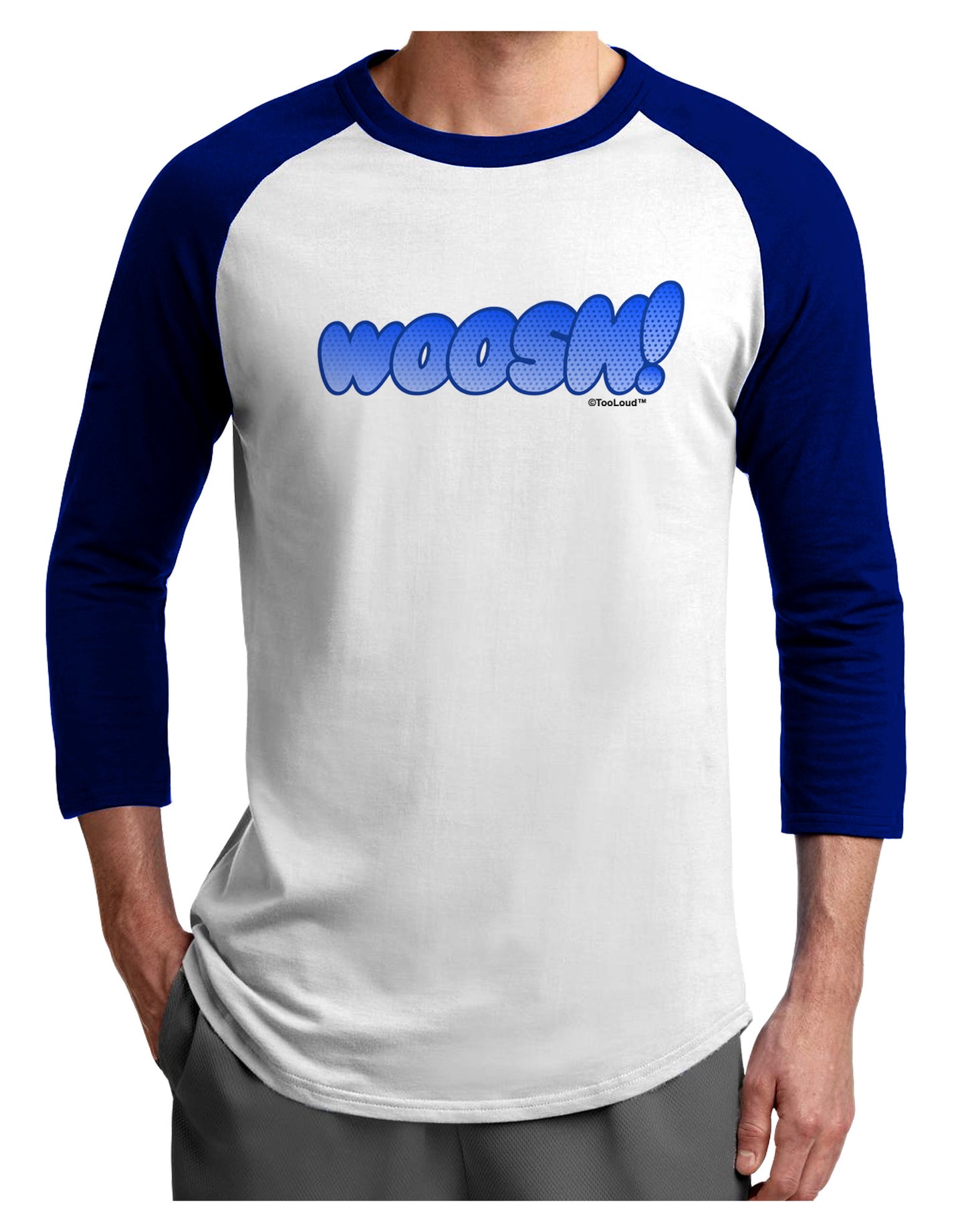 Onomatopoeia WOOSH Adult Raglan Shirt-TooLoud-White-Royal-X-Small-Davson Sales