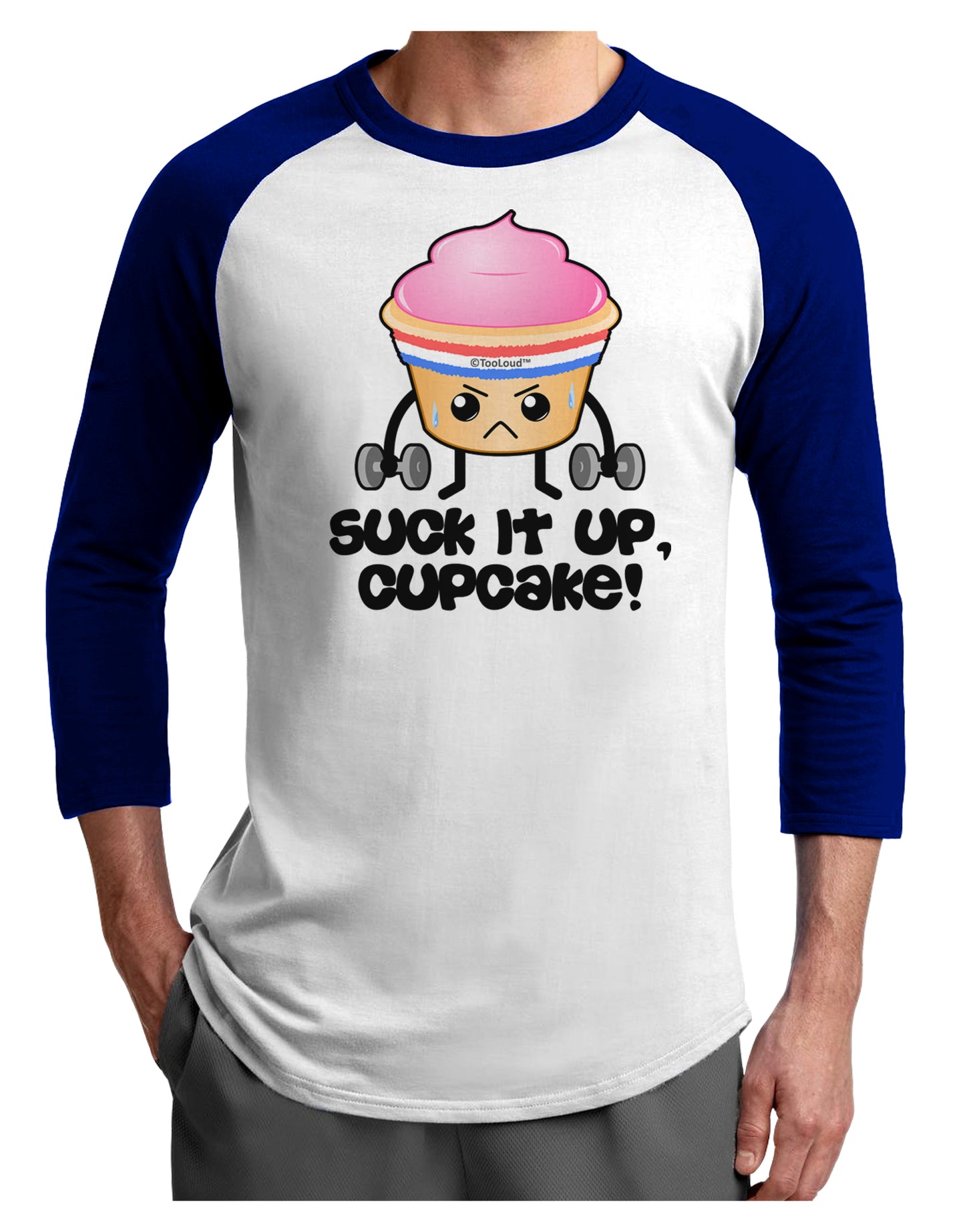 Suck It Up Cupcake Design Adult Raglan Shirt by TooLoud-TooLoud-White-Royal-X-Small-Davson Sales
