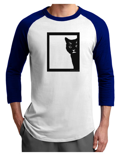 Cat Peeking Adult Raglan Shirt by TooLoud-TooLoud-White-Royal-X-Small-Davson Sales